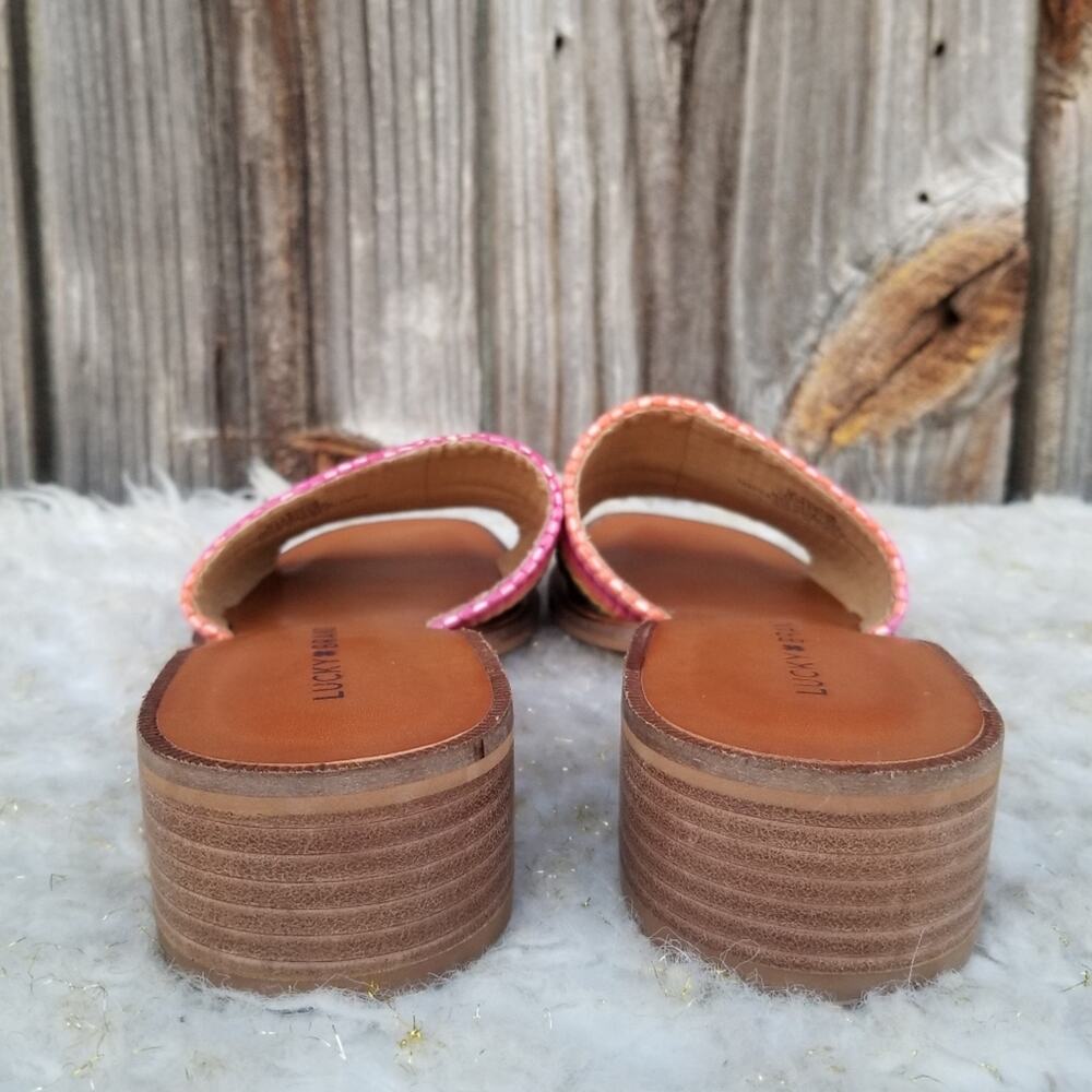 Striped Sandals Size 8.5 Lucky Brand Frijana Slide Rainbow Multicolor Mule - Picture 5 of 11